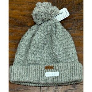 NEW Adidas Womens fit Pom Pom Beanie Hat Gray Knit Winter Warm Fleece Lined